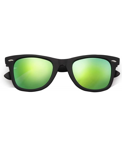 Round Stylish 80th Retro Unisex Polarized Sunglasses UV400 Classic Vintage Chic - Black-ice Green - C118DUZND44 $10.07