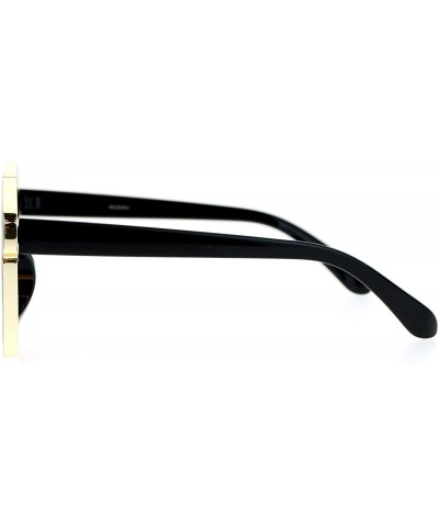 Oversized Flat Mirrored Diva Thick Plastic Horn Rim Eyebrow Womens Sunglasses - Black Mirror - CM12O18K5EM $22.33