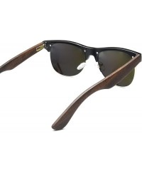Goggle Bamboo Wood Sunglasses-Mens Womens Handmade Semi Rimless Polarized Wooden Sunglasses - Walnut Wood - CA18H27TTLX $14.58