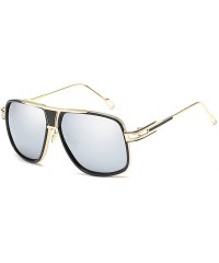 Aviator Retro Oversized Pilot Sunglasses Metal Frame for Men Women Square Glasses Mirror Lens Gold Rim - Silver - CX18CWKTTC4...