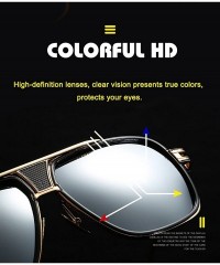 Aviator Retro Oversized Pilot Sunglasses Metal Frame for Men Women Square Glasses Mirror Lens Gold Rim - Silver - CX18CWKTTC4...