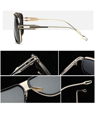 Aviator Retro Oversized Pilot Sunglasses Metal Frame for Men Women Square Glasses Mirror Lens Gold Rim - Silver - CX18CWKTTC4...
