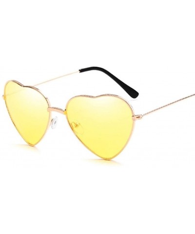 Cat Eye Retro Cat Eye Heart Sunglasses Women Metal Frame Mirror UV400 Sun Glasses Female Brand Designer Vintage - CX198UI7IGA...