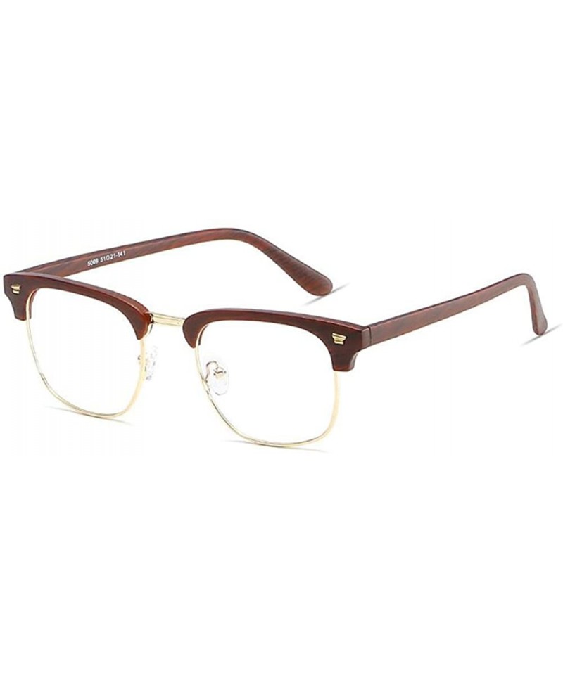 Goggle Metal Glasses Clear Lens Vintage Fashion Glasses Frames Plain Eyewear - Wood Grain - CY18CKXSDYS $15.77