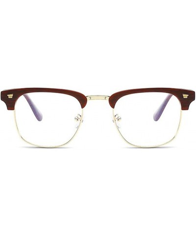 Goggle Metal Glasses Clear Lens Vintage Fashion Glasses Frames Plain Eyewear - Wood Grain - CY18CKXSDYS $15.77