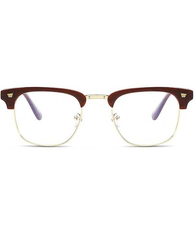 Goggle Metal Glasses Clear Lens Vintage Fashion Glasses Frames Plain Eyewear - Wood Grain - CY18CKXSDYS $15.77