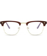 Goggle Metal Glasses Clear Lens Vintage Fashion Glasses Frames Plain Eyewear - Wood Grain - CY18CKXSDYS $15.77