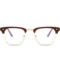 Goggle Metal Glasses Clear Lens Vintage Fashion Glasses Frames Plain Eyewear - Wood Grain - CY18CKXSDYS $15.77