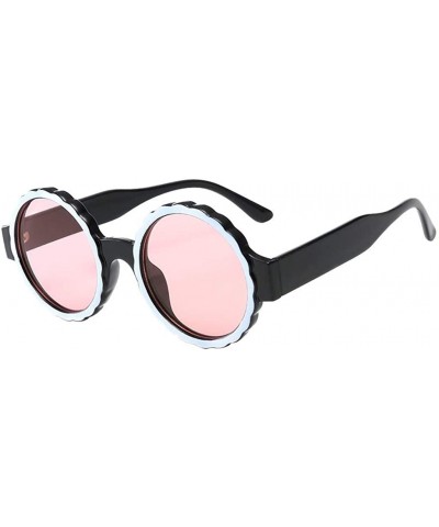 Round Vintage Sunglasses-Women's Fashion Round Frame Sunglasses Gas Glasses - Pink - CT18RT7ETS4 $13.69