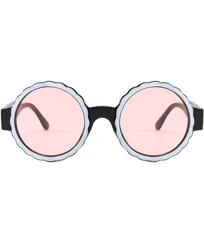 Round Vintage Sunglasses-Women's Fashion Round Frame Sunglasses Gas Glasses - Pink - CT18RT7ETS4 $14.07
