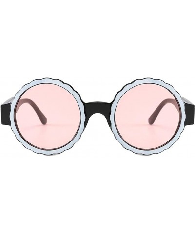 Round Vintage Sunglasses-Women's Fashion Round Frame Sunglasses Gas Glasses - Pink - CT18RT7ETS4 $6.94