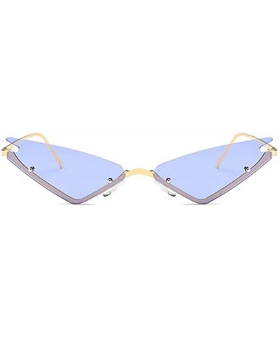 Rectangular Unisex Fashion Cat Eye Metal Frame Candy Color Small Sunglasses UV400 - Purple - C018N8X75I8 $18.94