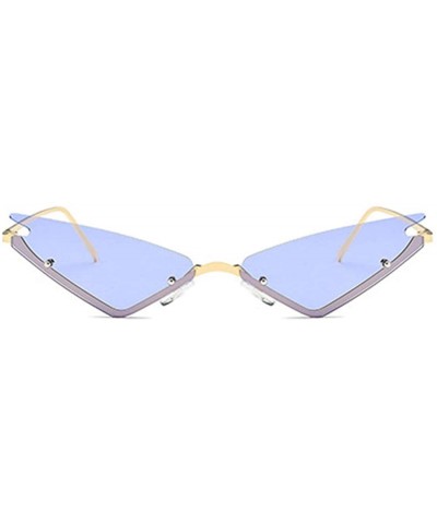 Rectangular Unisex Fashion Cat Eye Metal Frame Candy Color Small Sunglasses UV400 - Purple - C018N8X75I8 $18.94
