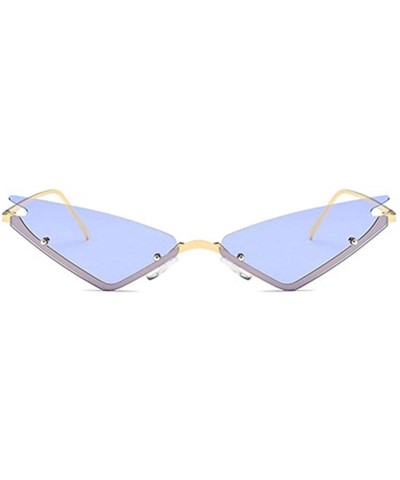 Rectangular Unisex Fashion Cat Eye Metal Frame Candy Color Small Sunglasses UV400 - Purple - C018N8X75I8 $9.98