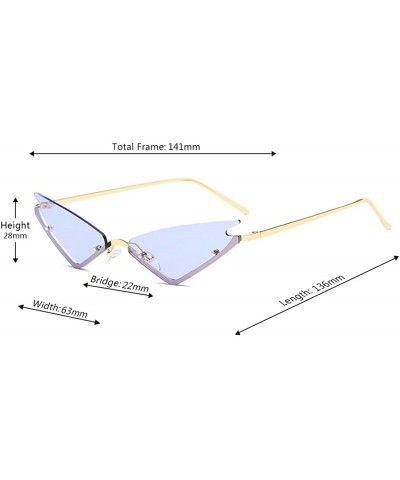 Rectangular Unisex Fashion Cat Eye Metal Frame Candy Color Small Sunglasses UV400 - Purple - C018N8X75I8 $18.94