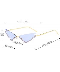Rectangular Unisex Fashion Cat Eye Metal Frame Candy Color Small Sunglasses UV400 - Purple - C018N8X75I8 $18.94
