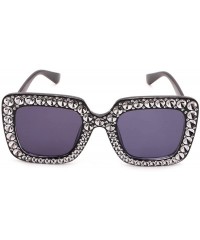 Square Women Oversized Sunglasses Sparkling Square Glasses Thick Frame Eyewear - Black Frame Gray Lens - C018DMESRC3 $8.98