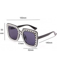 Square Women Oversized Sunglasses Sparkling Square Glasses Thick Frame Eyewear - Black Frame Gray Lens - C018DMESRC3 $8.98