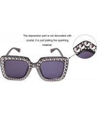 Square Women Oversized Sunglasses Sparkling Square Glasses Thick Frame Eyewear - Black Frame Gray Lens - C018DMESRC3 $8.98