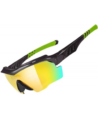 Sport Polarized Sunglasses Interchangeable Cycling Baseball - Green - CP184KDIAQX $93.18