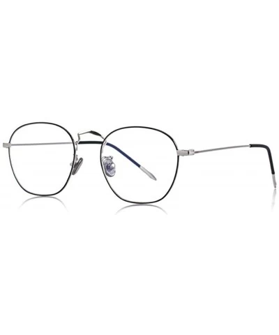 Aviator DESIGN Men/Women Fashion Rectangle Glasses Retro Blue Light Blocking C01 Black - C05 Black Silver - C218XE0CL8H $30.13