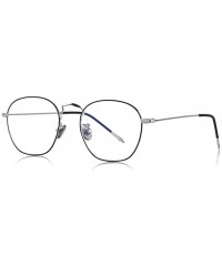 Aviator DESIGN Men/Women Fashion Rectangle Glasses Retro Blue Light Blocking C01 Black - C05 Black Silver - C218XE0CL8H $15.06