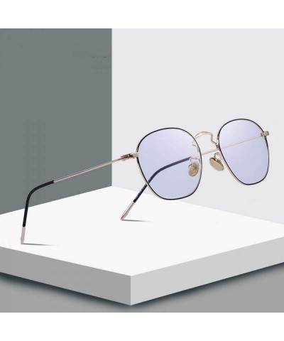 Aviator DESIGN Men/Women Fashion Rectangle Glasses Retro Blue Light Blocking C01 Black - C05 Black Silver - C218XE0CL8H $15.06