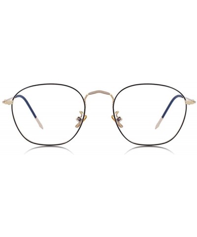 Aviator DESIGN Men/Women Fashion Rectangle Glasses Retro Blue Light Blocking C01 Black - C05 Black Silver - C218XE0CL8H $15.06
