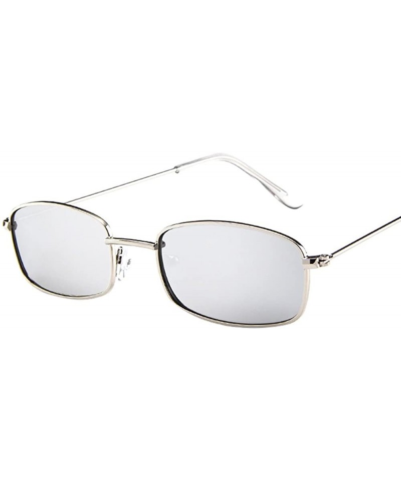 Square Narrow Metal Rim Rectangular Hippie Sunglasses Slender Square Sunglasses - G - C1199SDROI9 $9.86