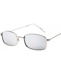 Square Narrow Metal Rim Rectangular Hippie Sunglasses Slender Square Sunglasses - G - C1199SDROI9 $9.86