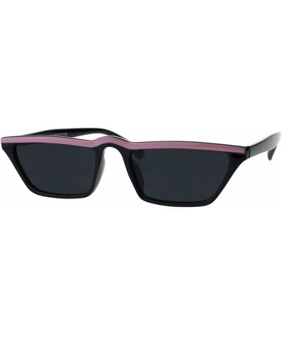 Rectangular Womens Narrow Rectangular Retro Vintage Classic Cat Eye Sunglasses - Pink Black - CF18EN8WA3K $20.53