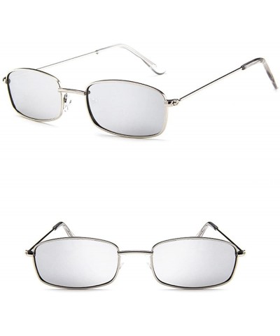 Square Narrow Metal Rim Rectangular Hippie Sunglasses Slender Square Sunglasses - G - C1199SDROI9 $9.86