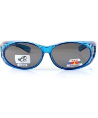 Round Clear Icy Bling Oval Polarized OTG Sunglasses with Side View P008 - Blue - CJ1887TCK7E $17.30