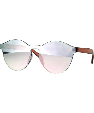 Rimless Rimless Round Sunglasses Full Flat Mirror Lens Unisex Retro Fashion Shades - Pink - CA189ONNLDN $28.82