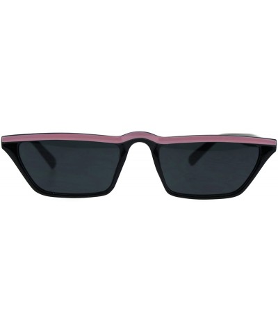 Rectangular Womens Narrow Rectangular Retro Vintage Classic Cat Eye Sunglasses - Pink Black - CF18EN8WA3K $10.78