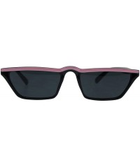 Rectangular Womens Narrow Rectangular Retro Vintage Classic Cat Eye Sunglasses - Pink Black - CF18EN8WA3K $10.78