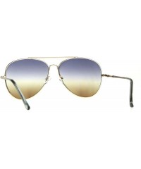 Oversized Oceanic Tie Dye Gradient Lens Flat Lens Metal Pilots Sunglasses - Blue Brown - CR187AXHZTX $14.16