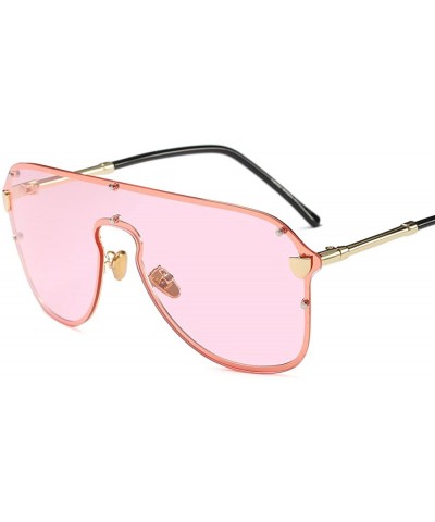 Rimless V Oversize Shield Women Sunglasses E 2180 Big Frame Gradient Lens - Pink - CT18CLW4S49 $12.15