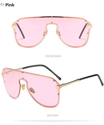 Rimless V Oversize Shield Women Sunglasses E 2180 Big Frame Gradient Lens - Pink - CT18CLW4S49 $12.15