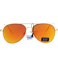 Aviator Air Force Aviator Sunglasses Unisex Spring Hinge Metal Frame Mirror Lens - Gold (Orange Mirror) - CA1853KGGCH $8.52