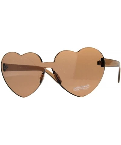 Oversized Monoblock Heart Shape Sunglasses Womens Fashion Shades UV 400 - Brown - CY18DKLKMK0 $23.52