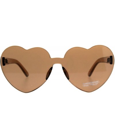 Oversized Monoblock Heart Shape Sunglasses Womens Fashion Shades UV 400 - Brown - CY18DKLKMK0 $14.43