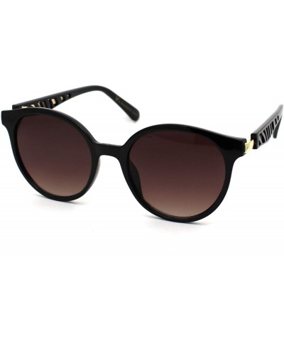 Round Womens Round Plastic Horn Rim Designer Fashion Sunglasses - Black Brown - CW18WMQCRKE $23.76