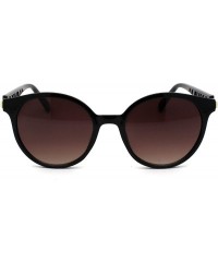 Round Womens Round Plastic Horn Rim Designer Fashion Sunglasses - Black Brown - CW18WMQCRKE $12.65