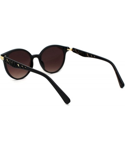 Round Womens Round Plastic Horn Rim Designer Fashion Sunglasses - Black Brown - CW18WMQCRKE $12.65