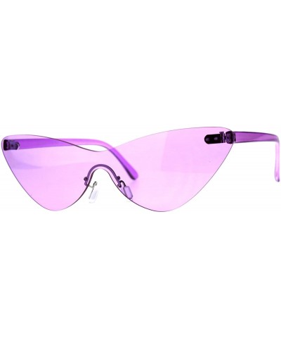 Rimless Rimless Cateye Sunglasses Womens Thin Monoblock Translucent Frame UV400 - Purple - C618DKYE7LR $9.12