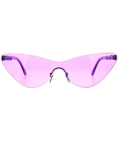 Rimless Rimless Cateye Sunglasses Womens Thin Monoblock Translucent Frame UV400 - Purple - C618DKYE7LR $9.12