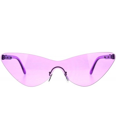 Rimless Rimless Cateye Sunglasses Womens Thin Monoblock Translucent Frame UV400 - Purple - C618DKYE7LR $9.12