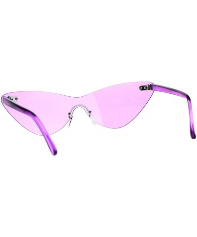 Rimless Rimless Cateye Sunglasses Womens Thin Monoblock Translucent Frame UV400 - Purple - C618DKYE7LR $9.12