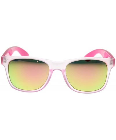 Wayfarer Retro Eyewear Super Flat Top Horn Rimmed Style Clear Lens Glasses - Pink - CY116T5E8IH $18.93